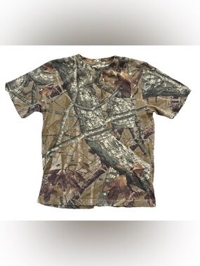 Vintage Outfitter's Ridge Camo T Shirt Youth Large Green Y2K Grunge Pocket
